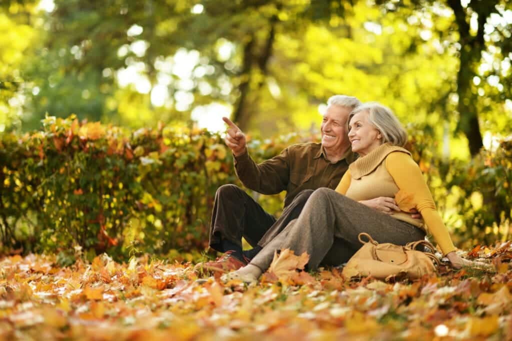 mature couple in autumn